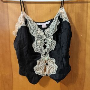 Vintage Victoria's Secret silk and lace button cami XS